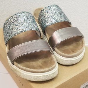 Inuikki Double-band glitter slide sandals Mint 10